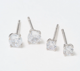 Diamonique Sterling Silver 4-Piece Holiday Gift Set with Jewelry Box