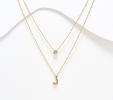 Diamonique 14K Gold SS Plated Initial "J" Two-Row Layered Necklace