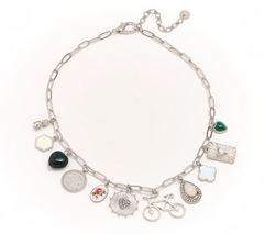 Susan Graver Silver Tone Eclectic Charm Necklac