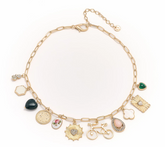 Susan Graver Gold Tone Eclectic Charm Necklac
