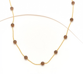 David Markstein 18" Two Tone Mocha/Yellow Sterling D/C Bead Stations w/ D/C Chain Necklace