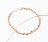 David Markstein Two-Tone Rose/White Sterling Silver Debut Twisted Herringbone Bracelet Avg