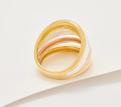 UltraFine 950 Silver Tri Color Bold Multi Layered Band Ring Size 7