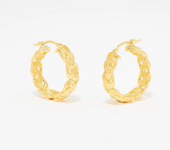 UltraFine 950 Silver Gold Plated Byzantine 1" Hoop Earrings