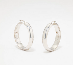 Silver Style 1.5" Sterling Silver Chubby Hoop Earrings