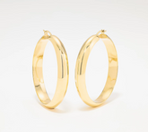 Silver Style Gold Clad Sterling Silver 2" Chubby Hoop Earrings