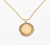 David Markstein Mocha/Yellow/Rose Bronze Triple Wrapped 200 Genuine Lira Coin Necklace