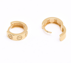 Silver Style Gold Clad Sterling Silver Engraved Mini Hoop