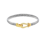 Silver Style Two Tone Polished Clasp Bracelet Small