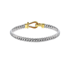 Silver Style Two Tone Polished Clasp Bracelet Avg