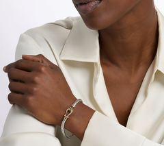 Silver Style Two Tone Polished Clasp Bracelet Avg