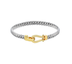 Silver Style Two Tone Polished Clasp Bracelet Avg