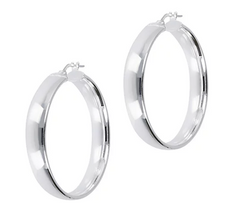 UltraFine Silver 1-1/2" Polished Round Hoop Earrings
