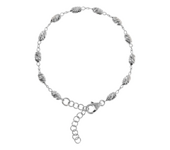 Italian Silver Adjustable Diamond-Cut Beaded Bracelet 7-1/4"