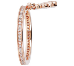 Diamonique 14K Clad Sterling Silver Paw Print Charm Ring, Size 5