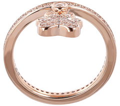 Diamonique 14K Clad Sterling Silver Paw Print Charm Ring, Size 5