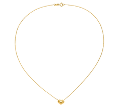 Italian Gold Puffed Heart Sliding Charm w/ Chain, 14K 1.1g