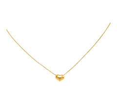 Italian Gold Puffed Heart Sliding Charm w/ Chain, 14K 1.1g