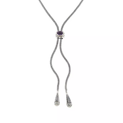 Collar ajustable de plata de ley con amatista Lariat de Bali Designs, 76 cm (HSN)