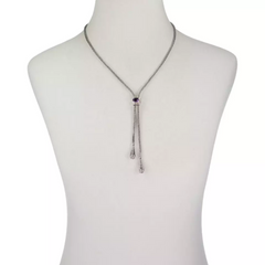 Collar ajustable de plata de ley con amatista Lariat de Bali Designs, 76 cm (HSN)