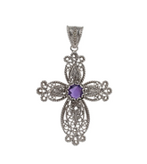 Colección de joyas de plata otomanas: colgante de cruz de amatista de 1,65 ct