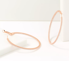 Diamonique x Lisa Freede 2" Inside-Outside Hoop Earrings, Rosetone