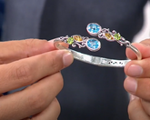 LiPaz 7ctw Multigemstone Sterling Silver Hinged Bypass Bracelet