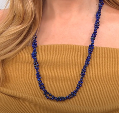 Jay King 60″ Sterling Silver Lapis & Black Spinel Bead Necklace