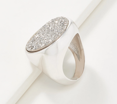 Anillo de plata italiana con drusa redonda y banda graduada, de plata de ley, talla 10