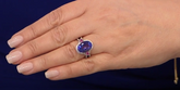 Colleen Lopez 6.79Ct Blue Fluorite & Pink Sapphire Sterling Ring Size 5