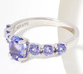 Generation Gems Exotic Tanzanite Oval Cut 7-Stone Ring Sterling Silver Size 8