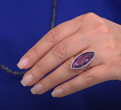Colleen Lopez Sterling Silver Marquise Cut Amethyst Ring, Size 8