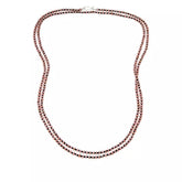 Collar Jay King de plata de ley con cuentas de espinela negra y rodocrosita. 152 cm