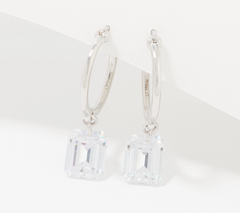 Diamonique x Lisa Freede Floating Baguette Hoop Silvertone Earrings