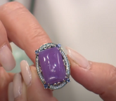 Jade of Yesteryear Purple Emerald Cut Jade Gemstone Ring, Size 7