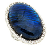 Colleen Lopez Faceted Oval Labradorite Doublet Sterling Silver Ring, Size 7