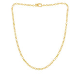 Soave Oro 14K Electroform Oval Link T-Bar Necklace 28" Gold CZ Accent