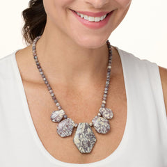 Jay King Tawny Port Stone Sterling Silver Necklace Brecciated, 18"