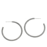 Stately Steel 40mm Twisted Oxidized Hoop Earrings