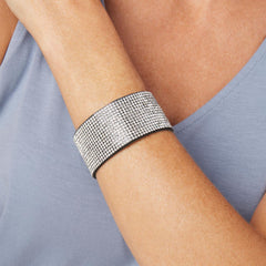 Stately Steel Magnetic Clear Crystal Bracelet – 8" Large