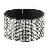 Stately Steel Magnetic Clear Crystal Bracelet – 8" Large