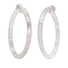 Made by Malyia 14K White Gold Dancing Wave Twist Hoop Earrings | 1.5 CTTW