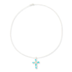 Chaco Canyon Sleeping Beauty Turquoise Cross Pendant with Chain