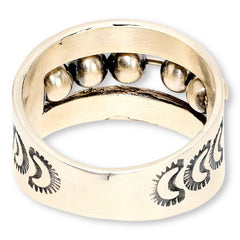 Chaco Canyon Sterling Silver Bead Stamped Ring, Size 6