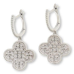 Colleen Lopez 1/8ctw White Diamond Pavé Fleur Drop Earrings