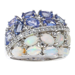 Colleen Lopez Ethiopian Opal & Tanzanite Wide Band Ring Size 10