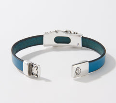 Hand & Hand Flat Leather Bracelet with Silver Plated Bead, Small