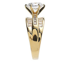Anillo Diamonique redondo y baguette, plata de ley, talla 10