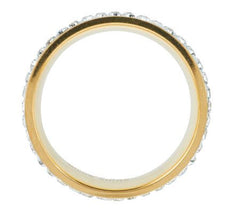 QVC Stainless Steel Silk Fit Yellow Gold Crystal Band Ring, Size 10