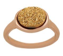 Bronzo Italia Oval Drusy Goldtone Quartz Stack Ring Bronze Size 5